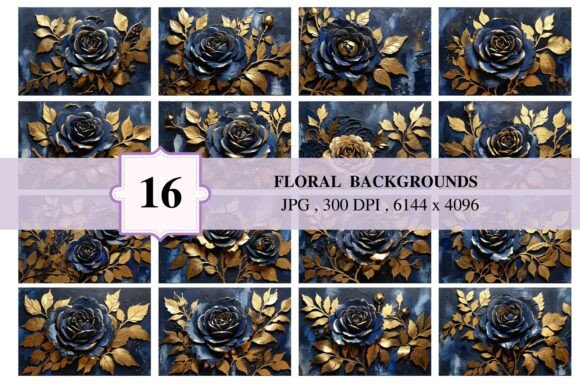 16 Floral Backgrounds 50: Luxurious Rose & Gold Textures
