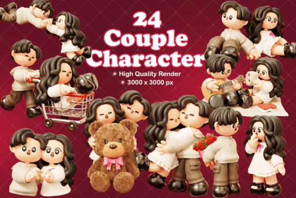 24 Adorable Couple Character Illustrations for Creative Projects