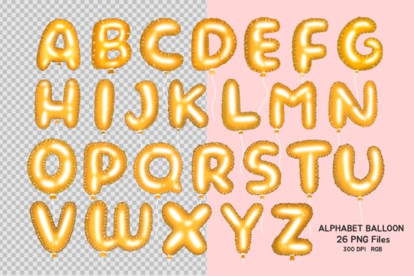 Alphabet Balloon Clipart: Festive Transparent Design Set