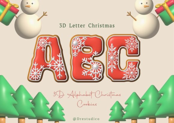 Christmas Cookie Red Snowflake Alphabet: Festive Design