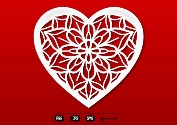 Circular Floral Heart Mandala SVG: Elegant Design Asset