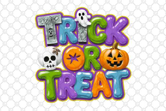 Cute Halloween PNG: Trick or Treat 3D Gel Text Clipart