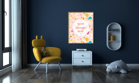 Elegant Kids Room or Nursery Empty Frame Mockup