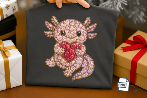 Faux Rhinestone Axolotl PNG: Luxury Sparkle Design