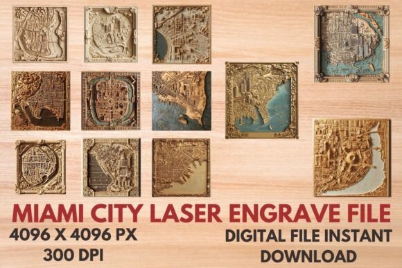 Miami City Laser Engrave File: 3D Designs for Your Projects
