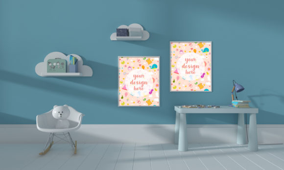 Minimalist Room for Kids Empty Frames: A Designer's Dream Mockup