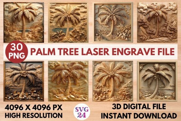Palm Tree Laser Engrave File for Tropical Projects