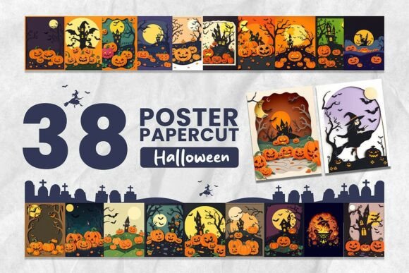 Papercut Halloween Poster Mega Bundle: 38 Elegant Designs