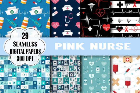 Pink Nurse Seamless Print: Creative Charm for Your Projects