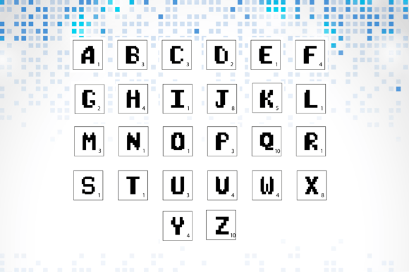 Pixel Alphabet Method Word Game: Creative Font for Design
