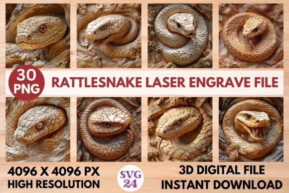 Rattlesnake Laser Engrave File: 3D Art for Your Projects