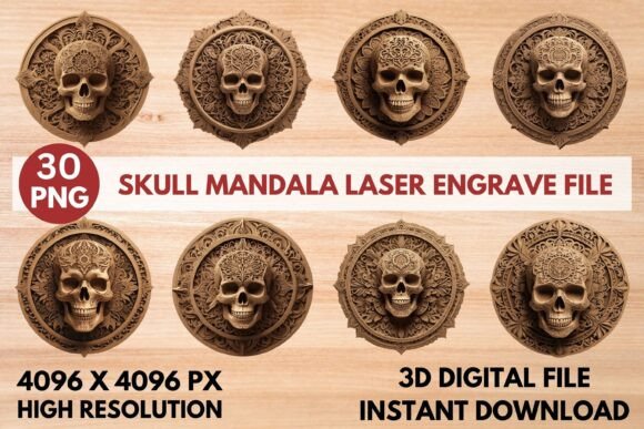 Skull Mandalal Laser Engrave File: Premium Design for Crafters