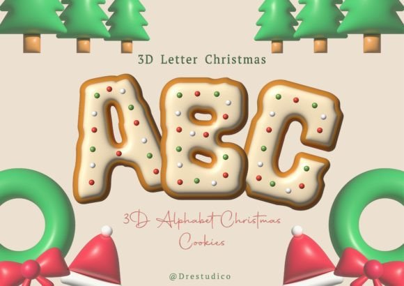 Vanilla Icing Christmas Cookie Alphabet